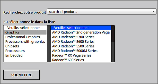 Détection automatique et installation des pilotes Radeon™ Graphics pour Windows®