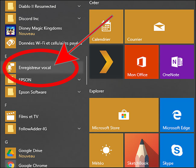 enregistreur vocal sous windows 10