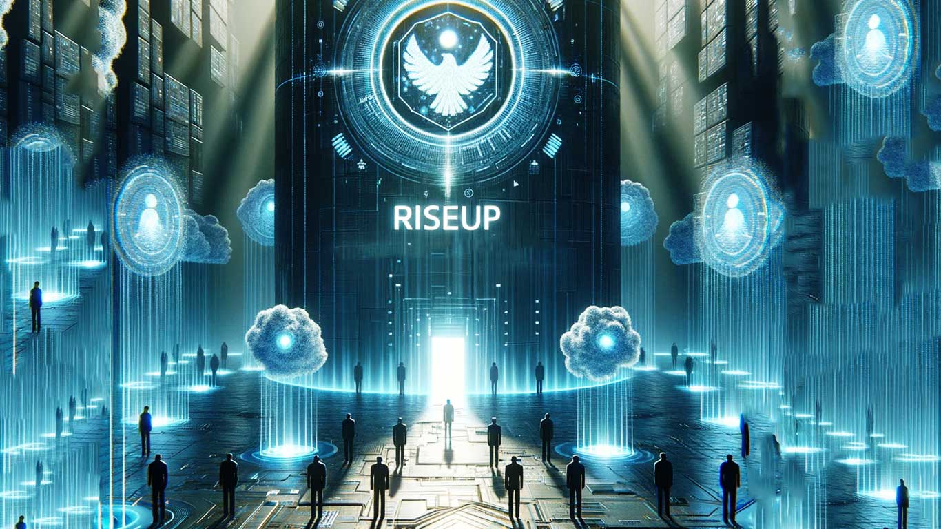 Portail futuriste, hologrammes, "RISE UP", ambiance science-fiction.