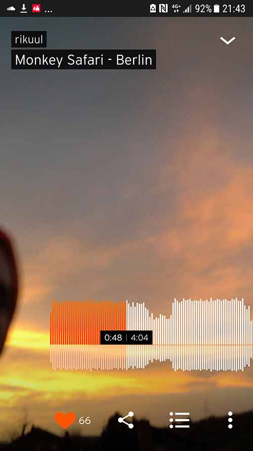 Impression d'écran appli SoundCloud