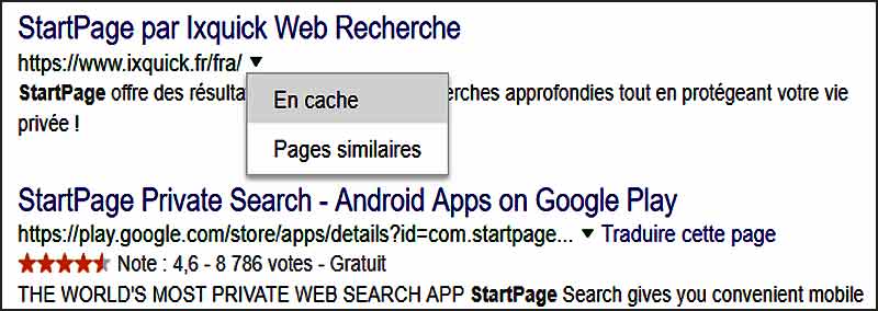 Résultats Google