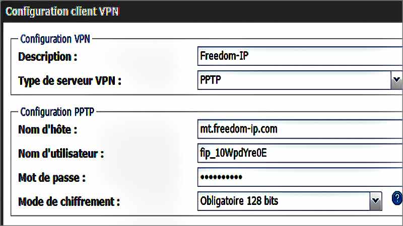 Configuration du client VPN de la Freebox