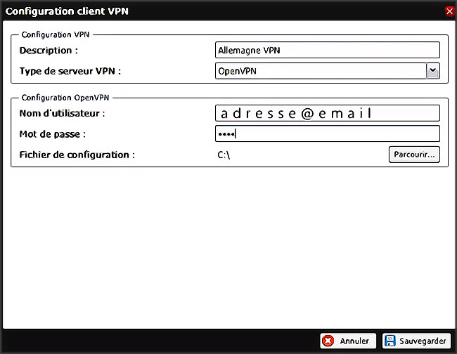 Configuration du client VPN de la Freebox