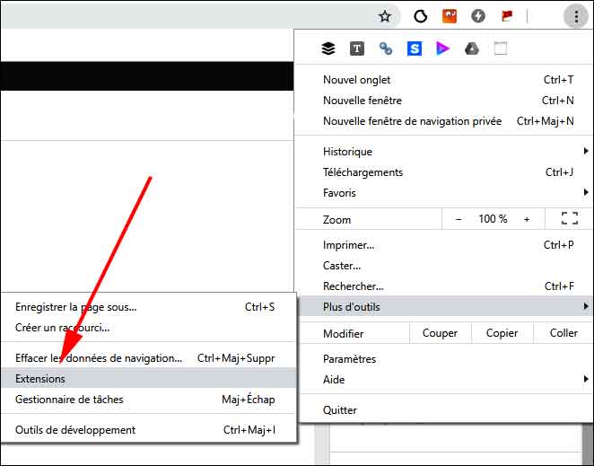 Les extensions dans Google Chrome
