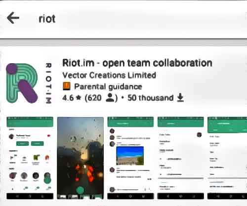Application Riot sur Android