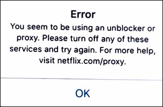 Avertissement Netflix pour les proxy
