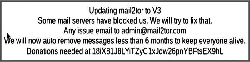 Message d'attention de Mail2tor