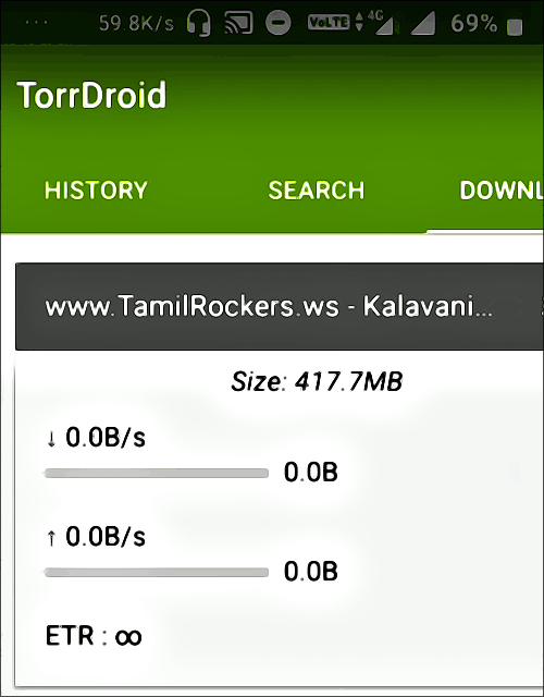 Téléchargement d'un film sur Tamilrockers sur Android avec TorrDroid