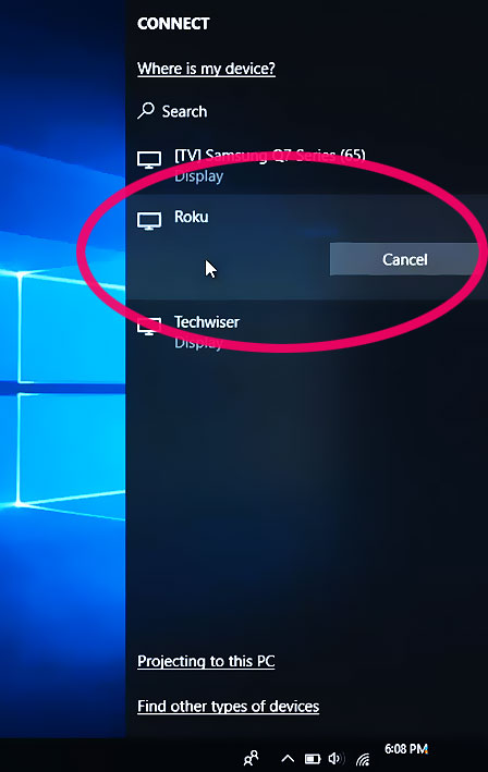 Connecter Windows à une Roku