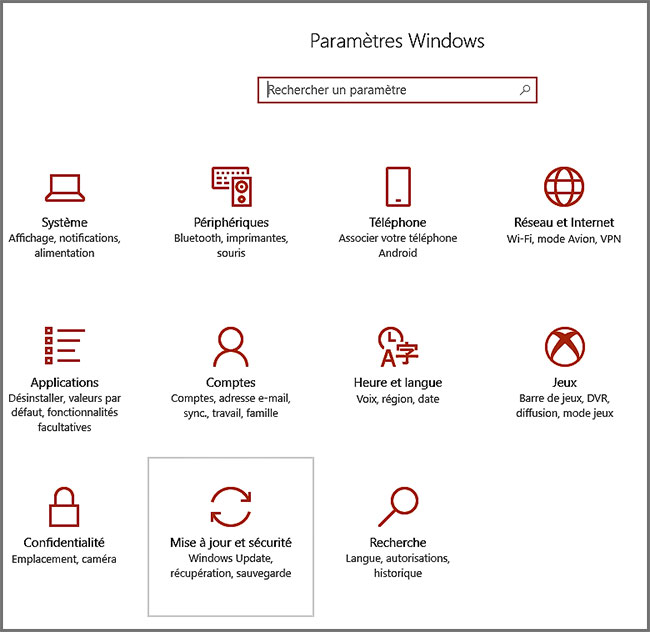 Paramètres de Windows