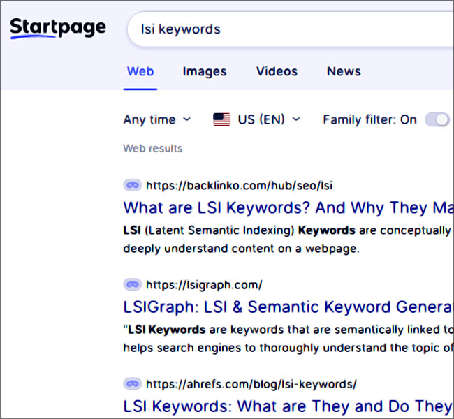les résultats de Google dans le SERP grâce au moteur de recherche anonymisant Startpage