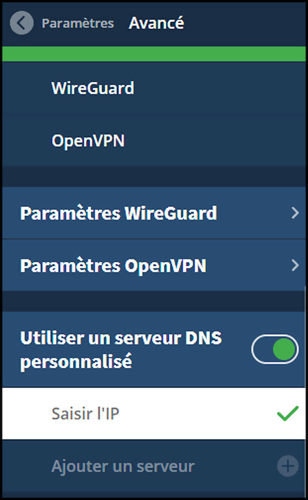 Paramètres d'un VPN et changement de DNS