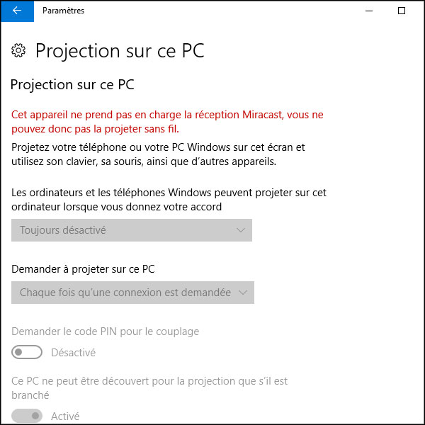 windows 10 miracast impossible