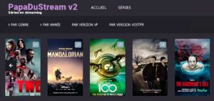 Interface de streaming avec affiches de séries TV.