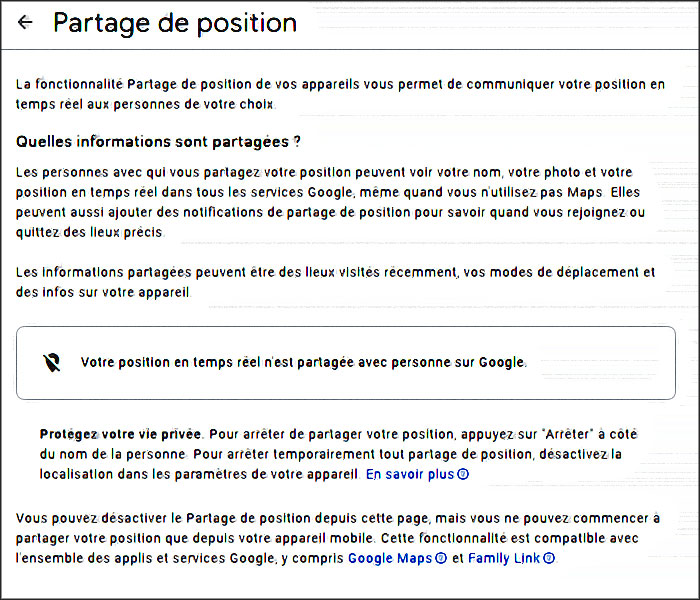 google partage de position