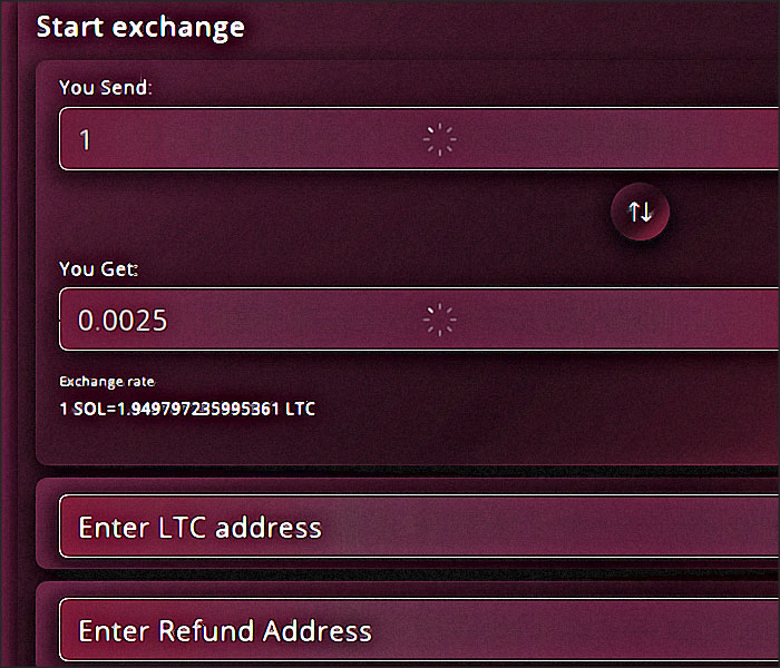 sol to ltc swap