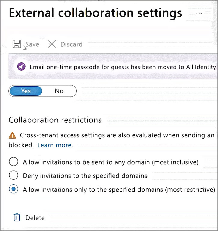 external collaboration settings