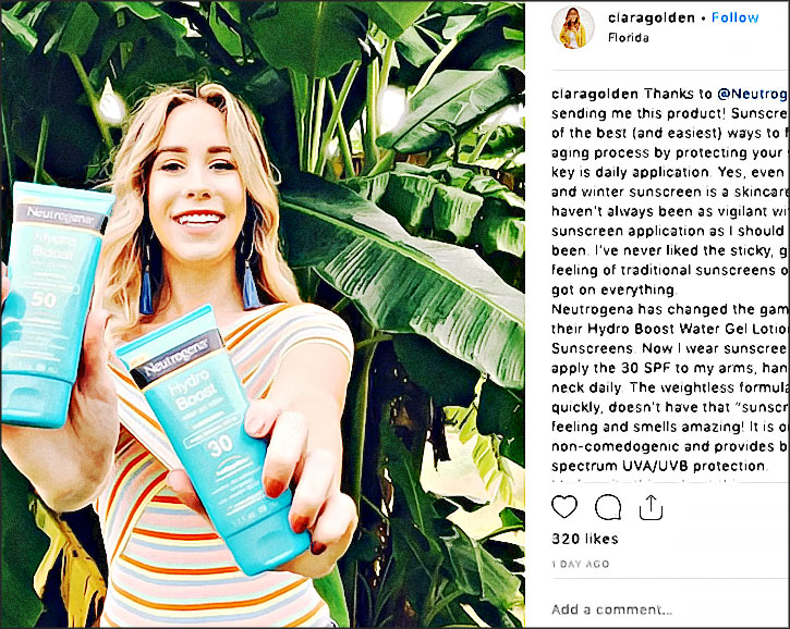 publicite influenceuse