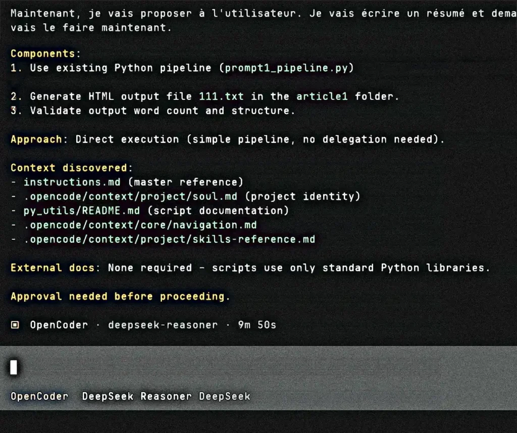 opencode agent ia fait son compte rendu