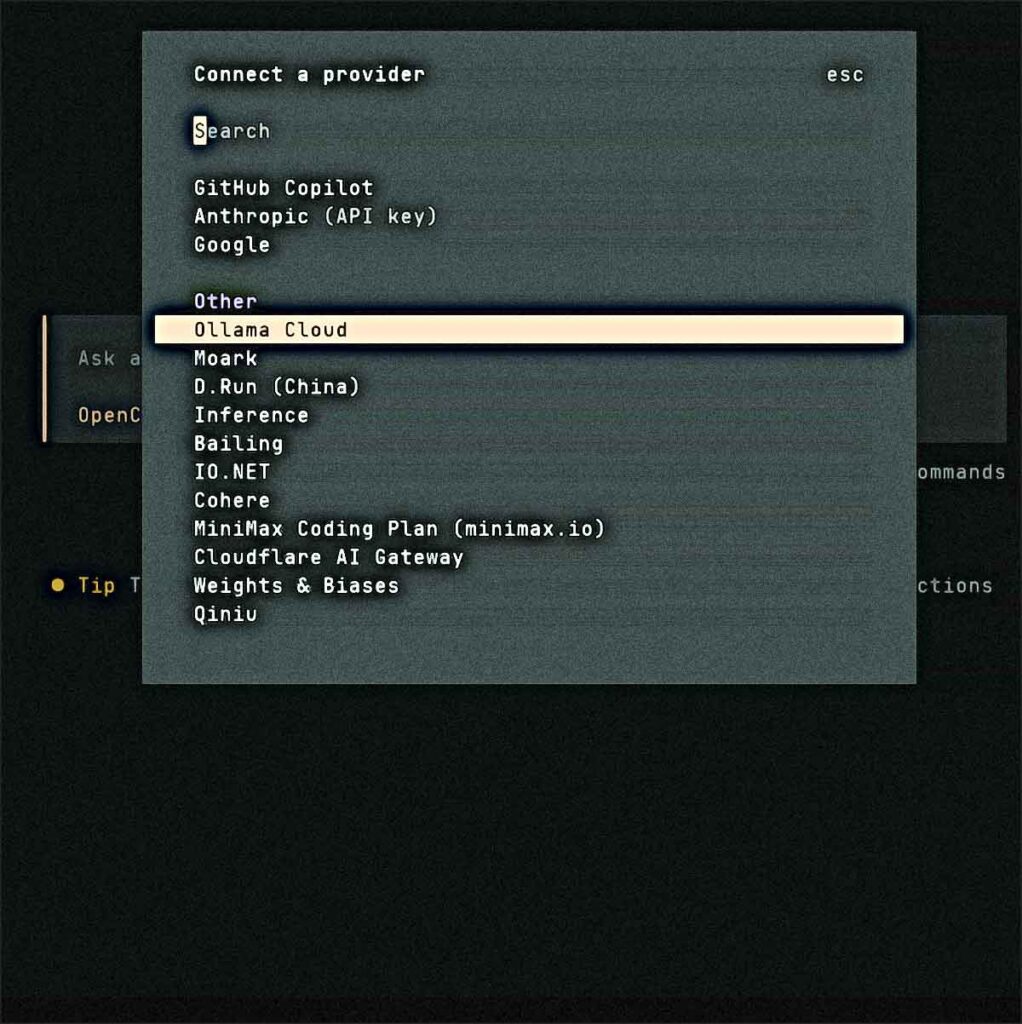 opencode connect a provider