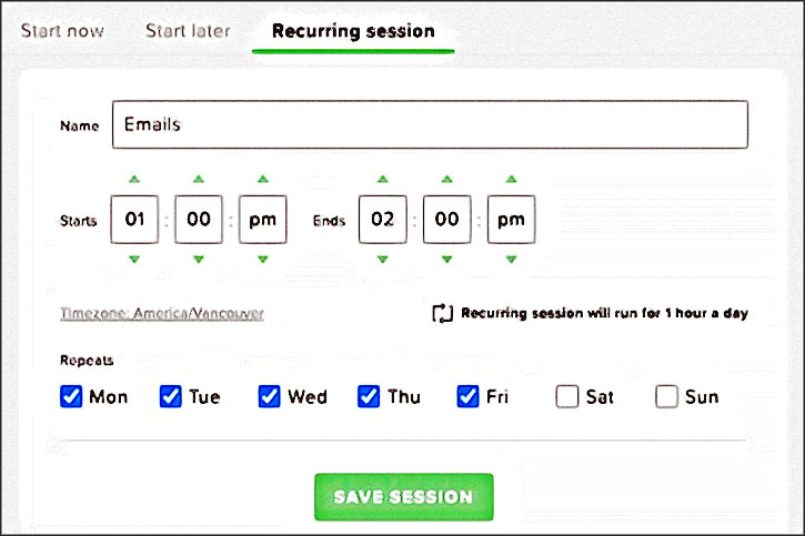 recurring sessions