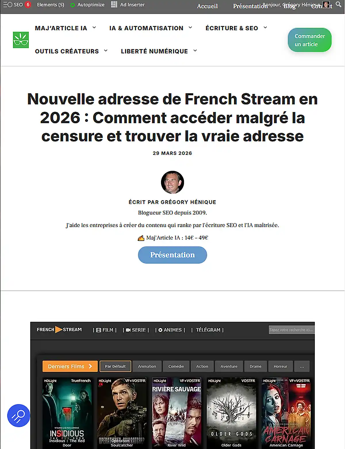 Exemple de contenu optimisé SEO