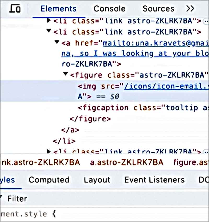 elements de console inspecter