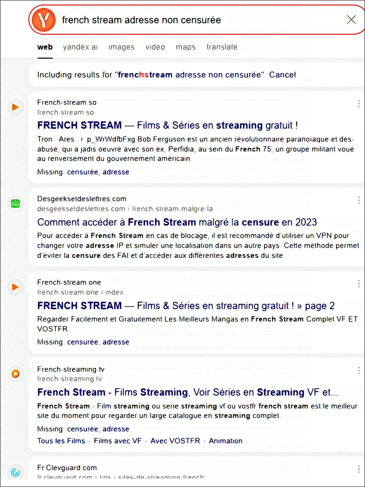 french stream sur yandex