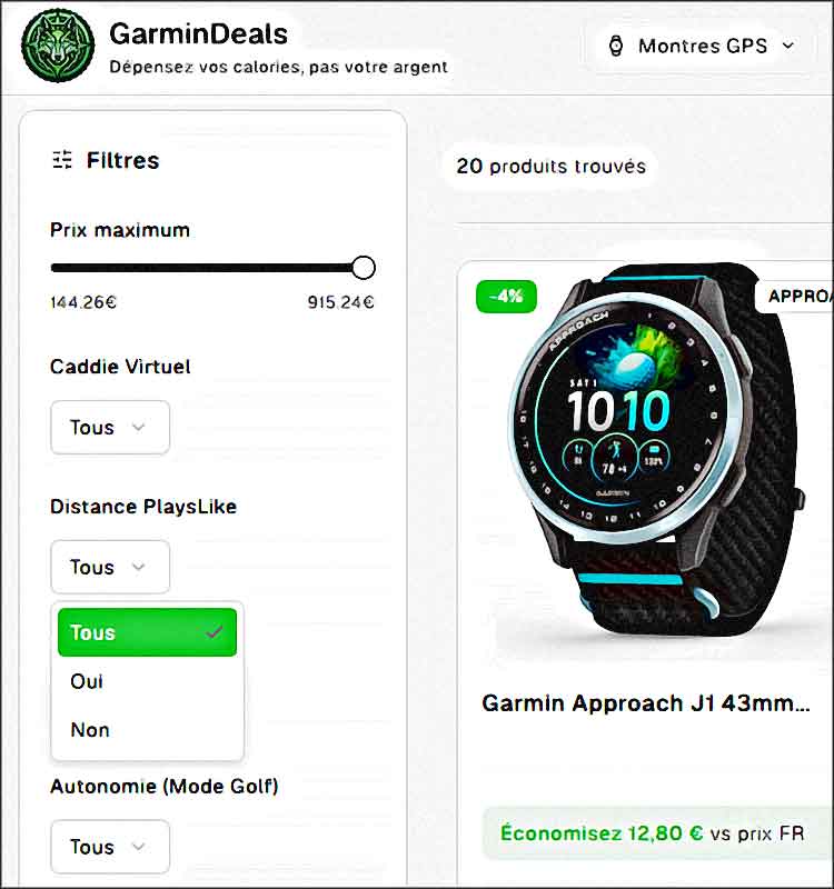 site garmindeals comparatif prix