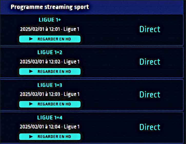 programme streaming sport