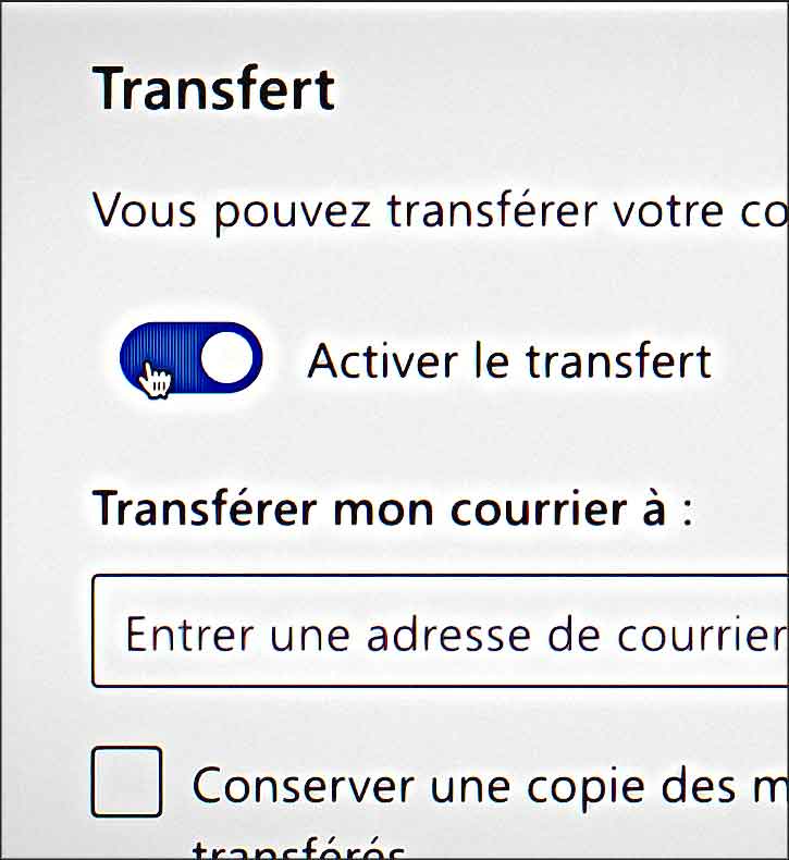 transfert compte email