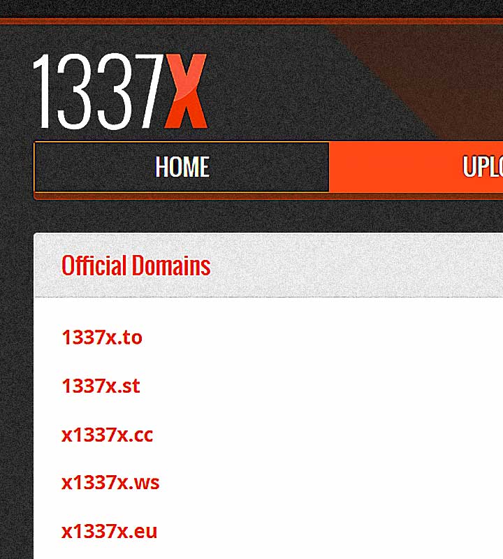 1337x noms domaine officiels
