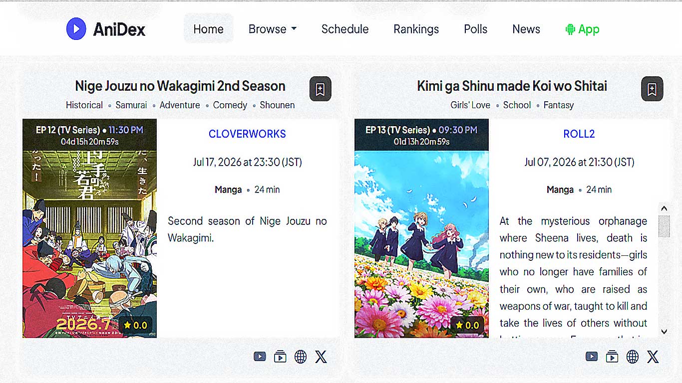 anidex homepage