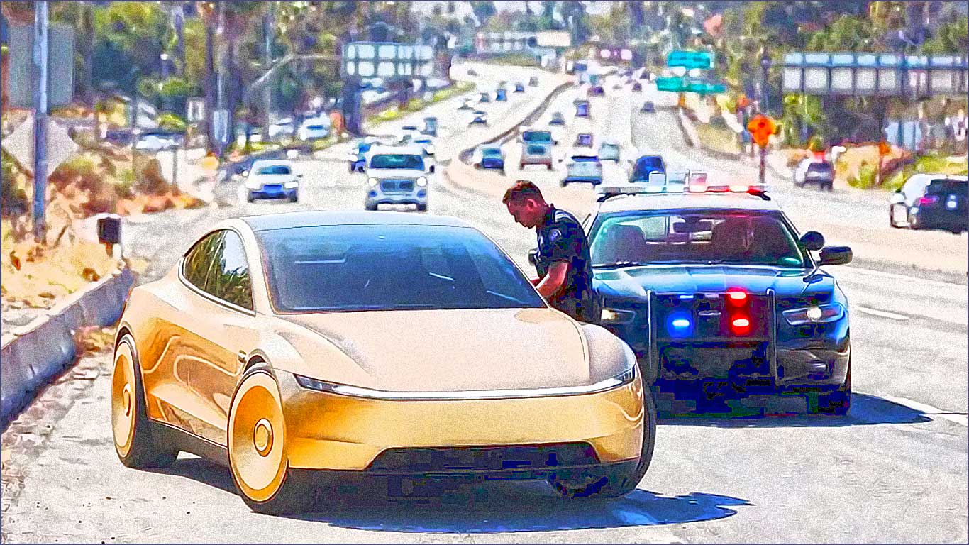 tesla controlee par police californie