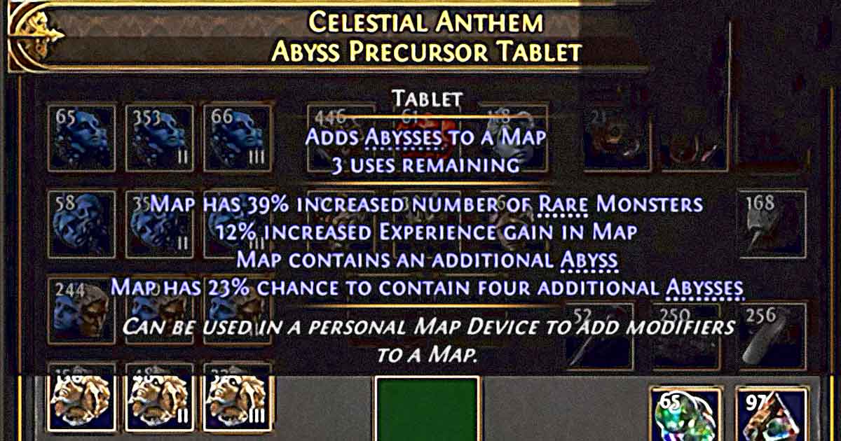 poe2 tablettes abysses omen of light